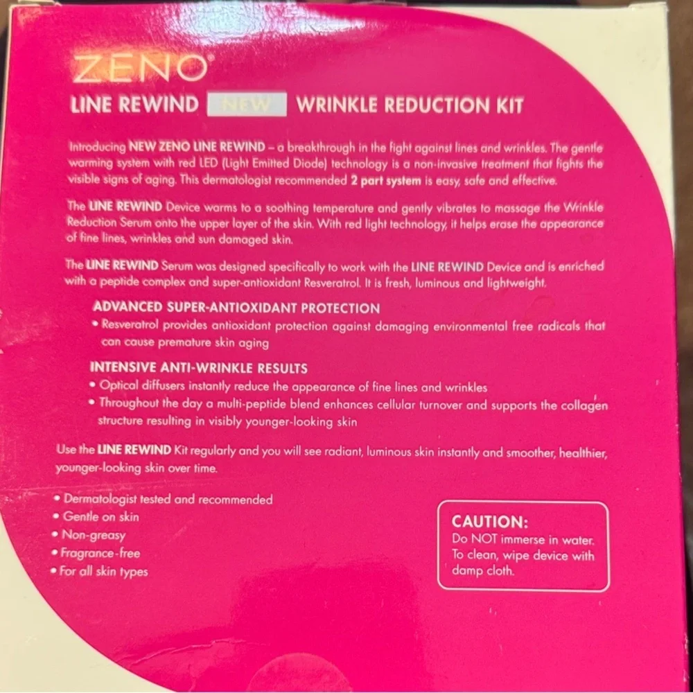 New Zeno Line Rewind Wrinkle Reduction Serum Kit Unopened Box